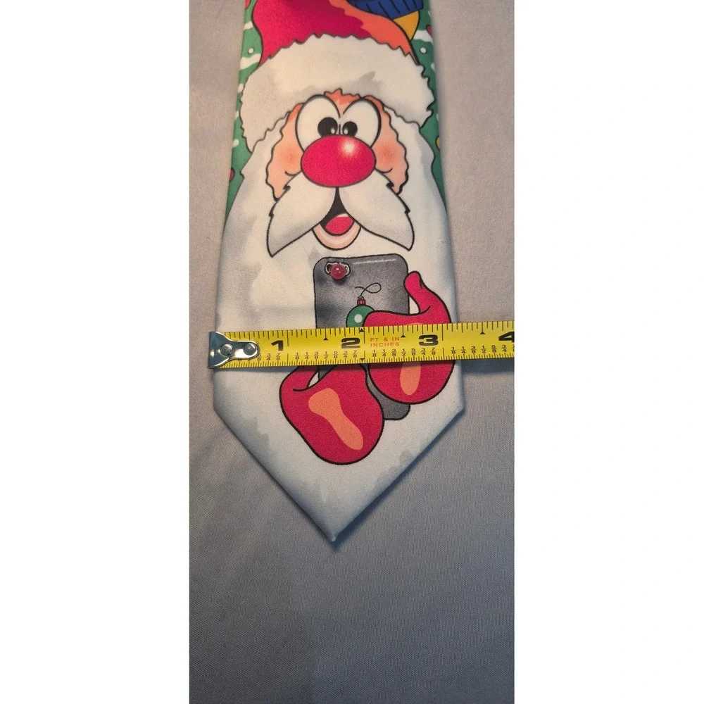 Noel Holiday Collection Mens Christmas Tie Santa Reindeer Smartphone Green Black